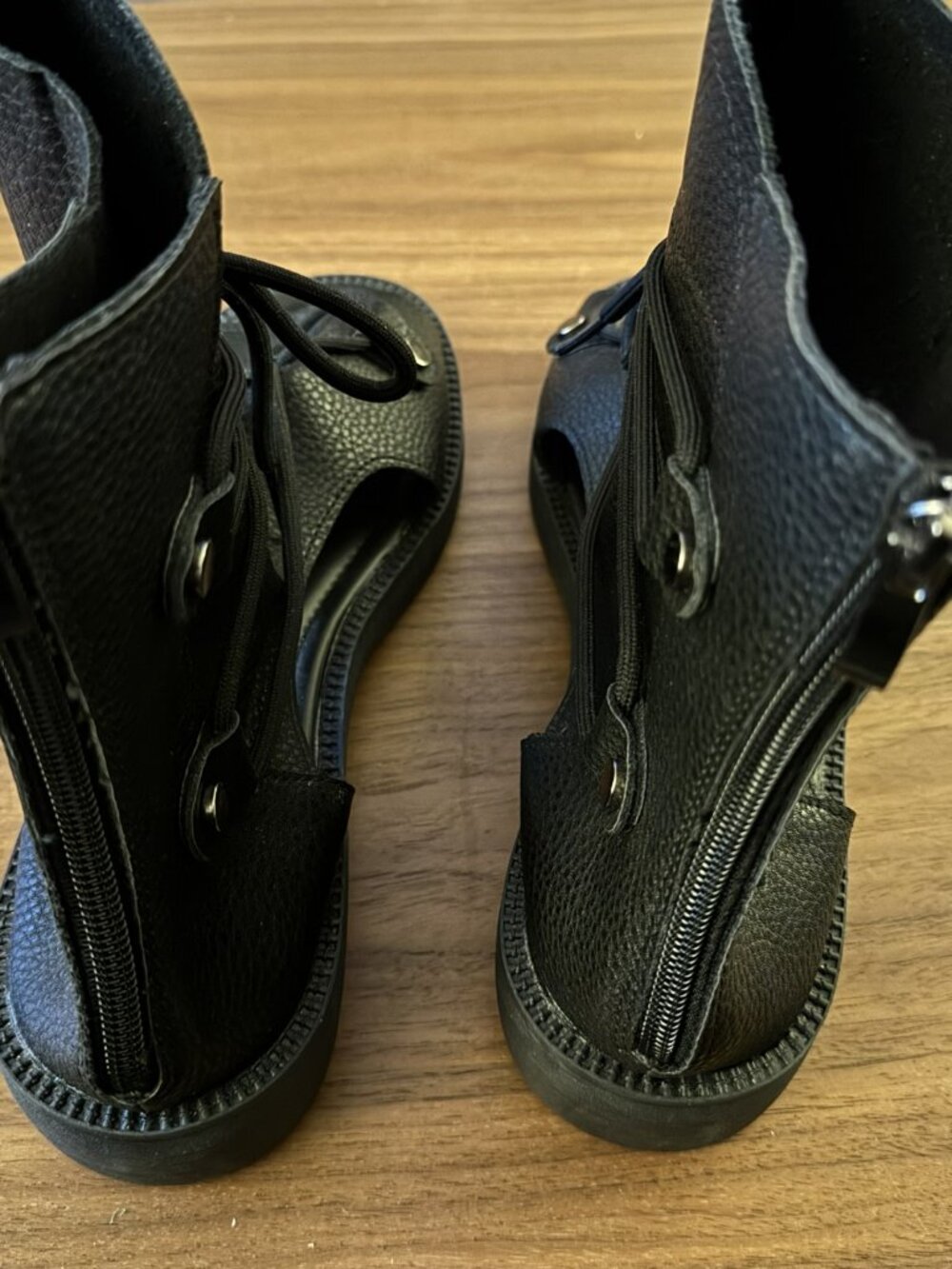 Black Peep-Toe Lace-Up Ankle Booties | EU 42 / US 11 - HS0439 - Picture 3 of 7